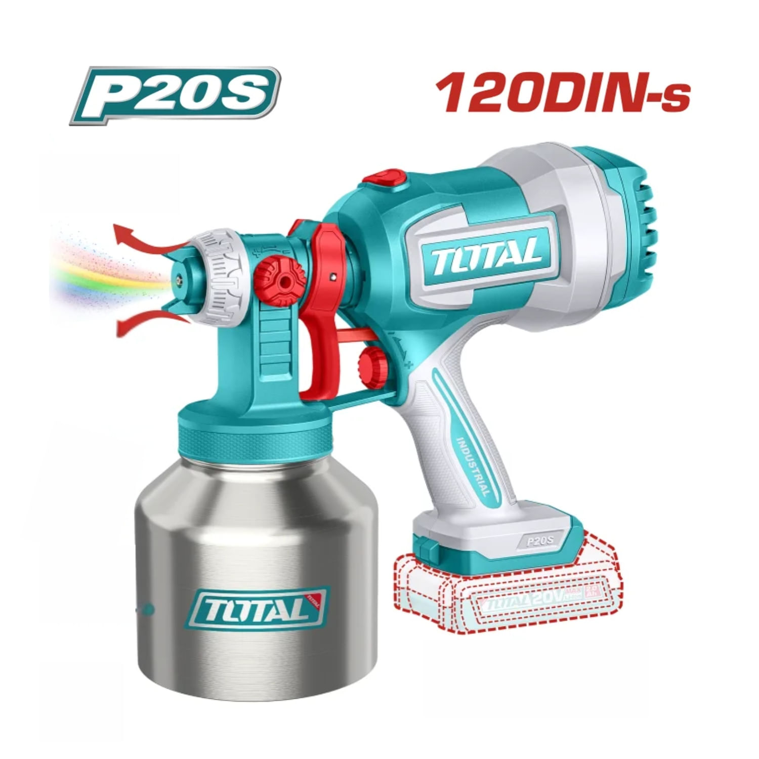 Pistola para pintar vaso de aluminio 20v Total TSGLI20041