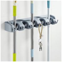 Organizador De Escobas Pl18V Con Ganchos Plegables Y Resistente