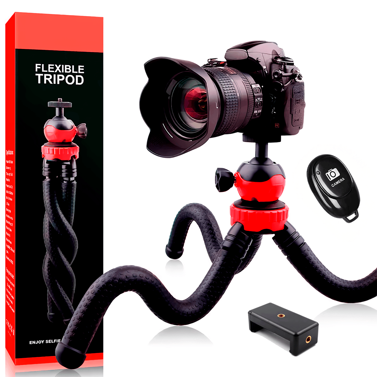 Trípode Cámaras Flexible Pulpo Adaptador Celular