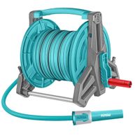 Kit manguera de riego 20m porta manguera retráctil conectores rápidos