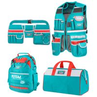 MOCHILA PORTAHERRAMIENTAS, MALETA, CHALECO, COMBO 4 EN 1