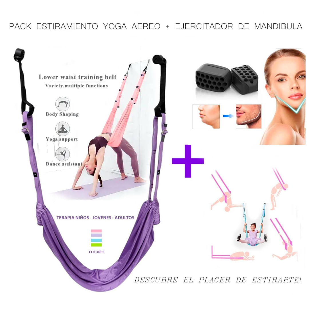 Pack Correa Yoga Aéreo Columpio Estiramiento y Ejercitador Mandíbula