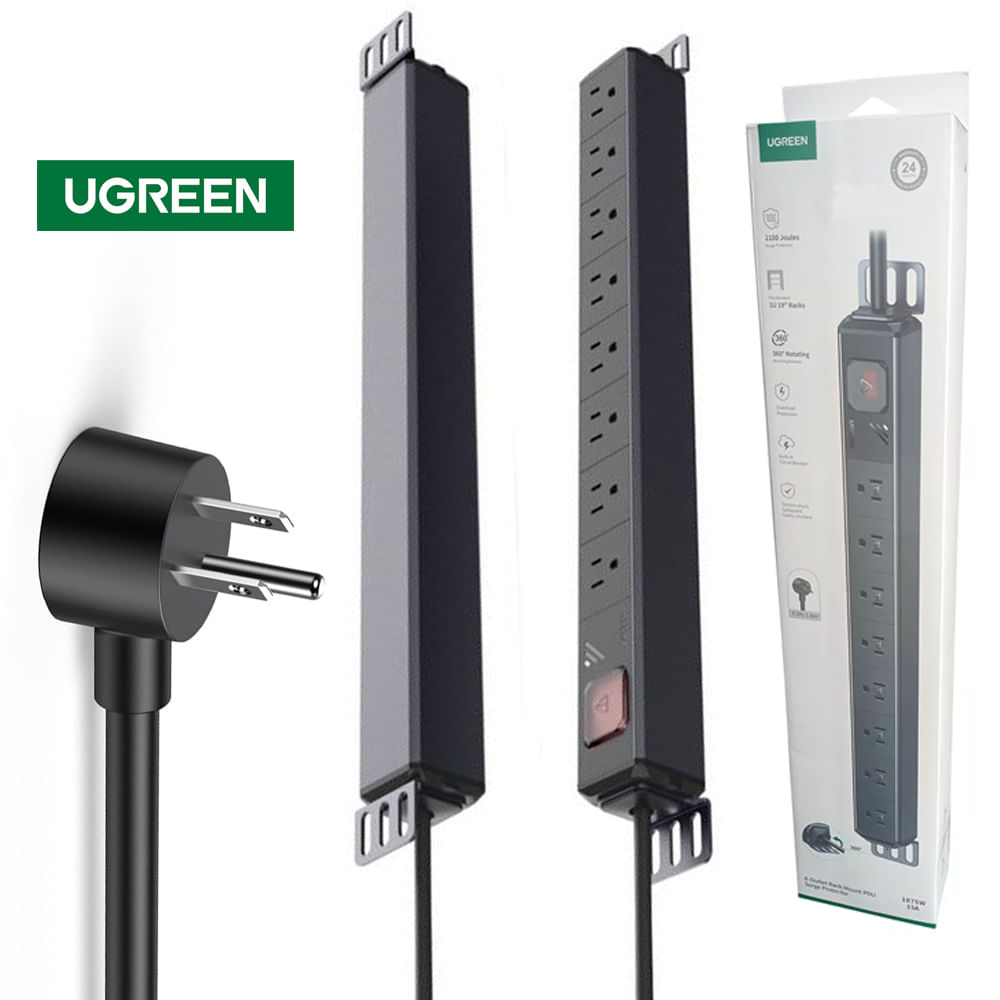 Extensión de 8 Salidas cable 1.80m rack regleta 1875w 15A UGREEN PDU