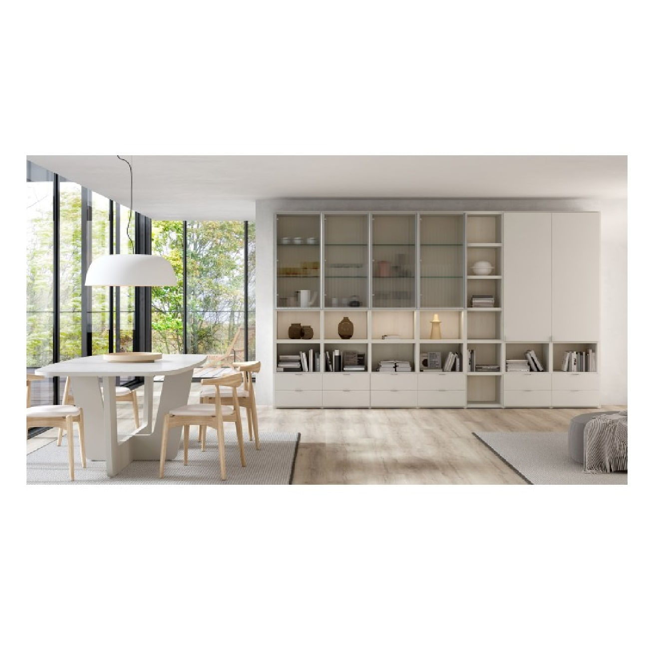 Moderna Librería con Estanteria Maxell color Blanco con Vidrio TU MESITA