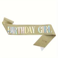 Banda cumpleaños Birthday Girl escarchada dorada con letras tornasol