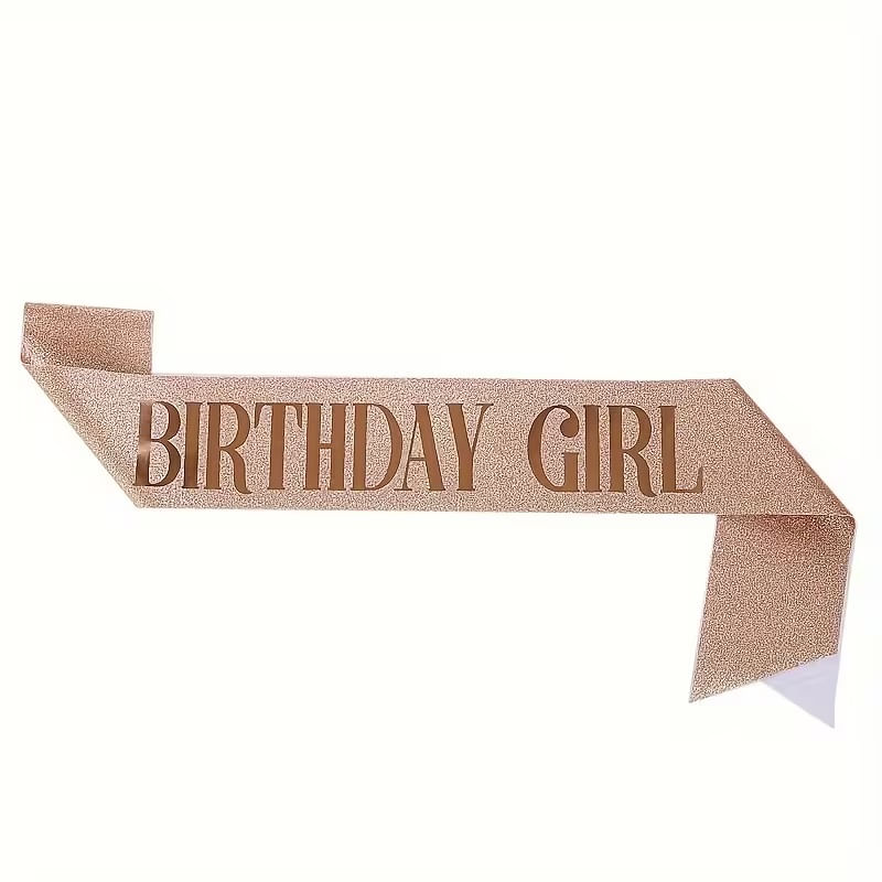 Banda cumpleaños Birthday Girl escarchada oro rosa