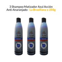 3 Shampoo Matizador Azul Acción Anti-Anaranjado 250g