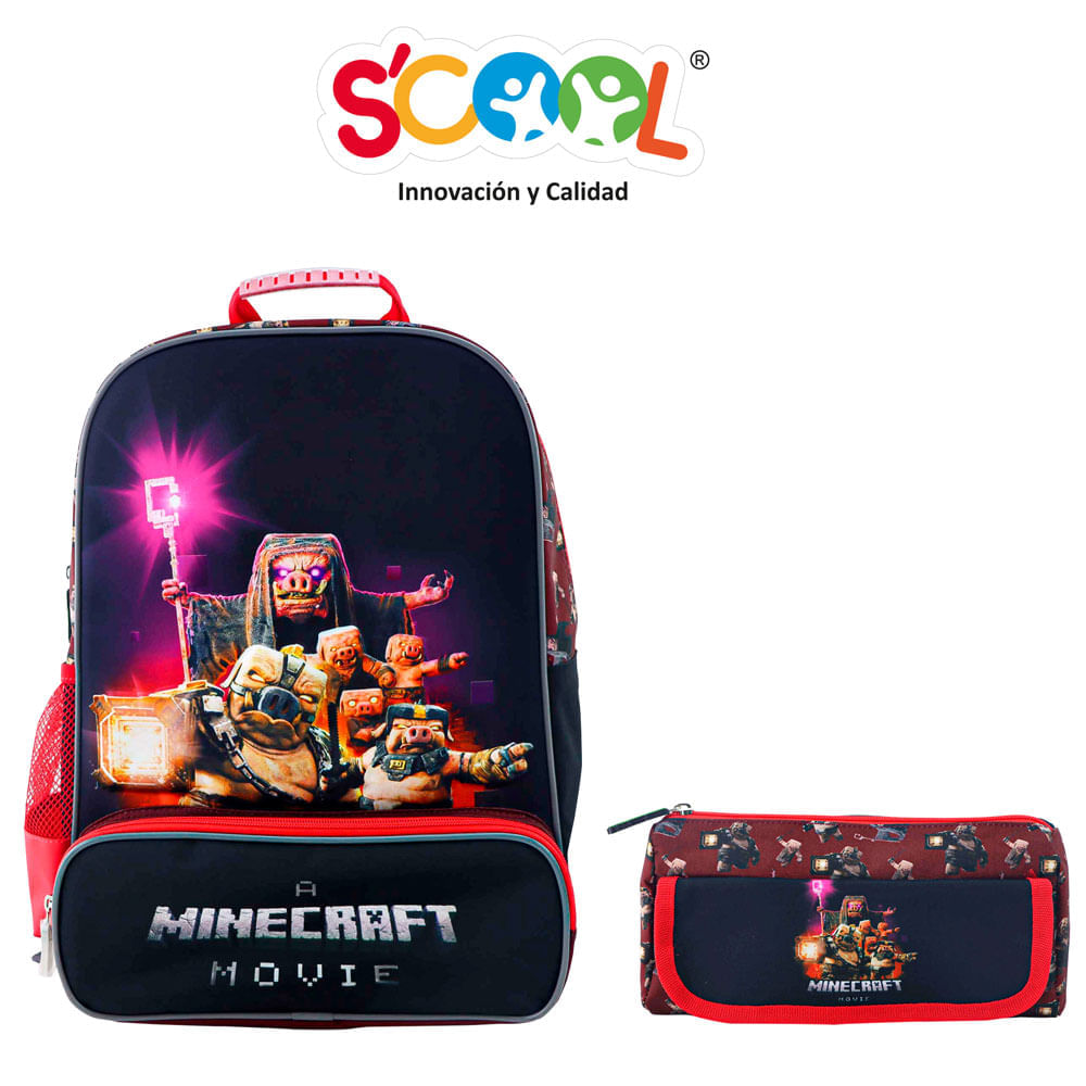 Set Mochila SCOOL Cartuchera Minecraft