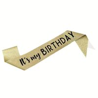 Banda cumpleaños escarchada It's my birthday dorada