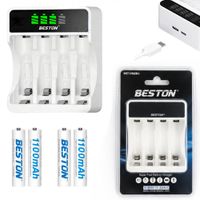 Kit Cargador Inteligente de Pilas con Pantalla LCD 4 puestos + 4 pilas AAA Ni-MH