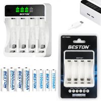 Kit Cargador Inteligente de Pilas + 4 AA y 4 AAA Ni-MH con Pantalla LCD 4 puestos