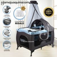 Cuna Corral Mecedora «SALLY CUTE» con Colchón Azul