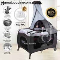 Cuna Corral Mecedora «SALLY CUTE» con Colchón Gris