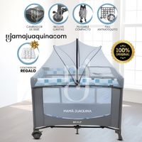 Cuna Corral «NELA» Multi Blue con Colchón Azul