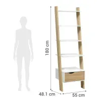 Estante Vintage Gladys 1 Cajón 55x48x180 cm Blanco/Oak