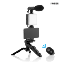 Kit de grabación Vlogging Micrófono, Trípode, Luz Led RECARGABLE