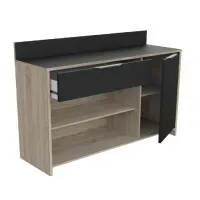 Mueble Auxiliar de Cocina TU MESITA Piscis color Negro/Roble 1 puerta 1 cajón