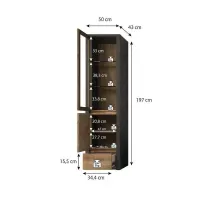 Vitrina Multiusos TU MESITA Yerson color Negro/Marrón 2 puertas 1 cajón