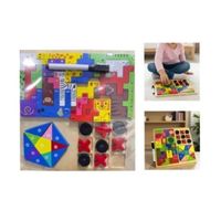 Puzzle tetris tres en raya didáctico con pizarra