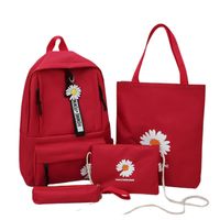 Pack 4 en 1 mochila estampada floral - Rojo