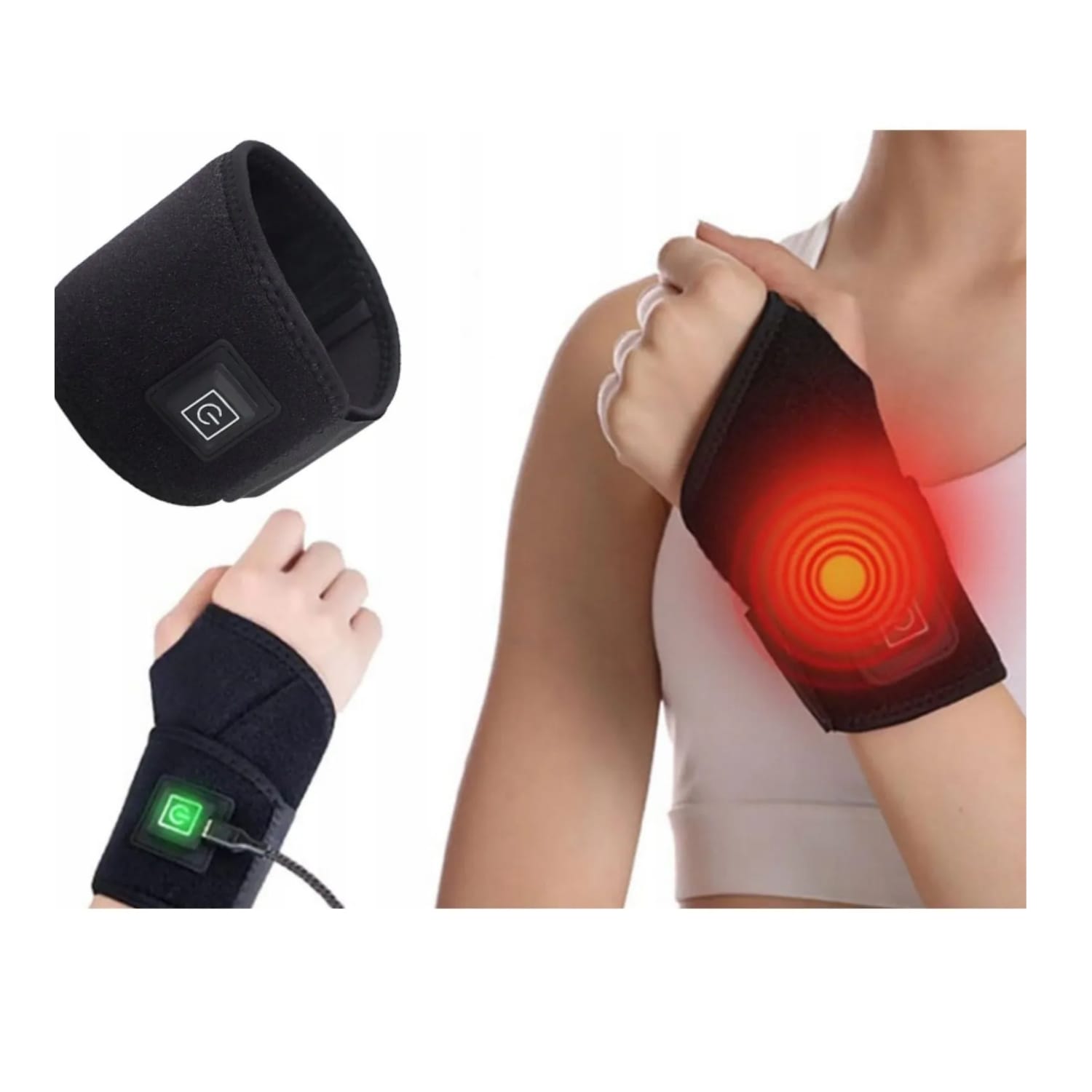 1 Muñequera USB con almohadilla térmica ajustable