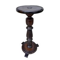 Pedestal Mesa auxiliar redonda en madera marron
