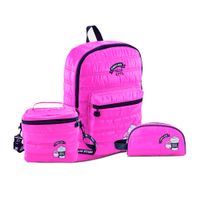 Mochila Hello Kitty Fucsia +Lonchera + Cartuchera Scool Oficio