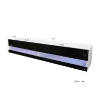 Mesa de TV Flotante 77"" TU MESITA Loria Melamina 18mm 2 puertas color Negro/Blanco LED