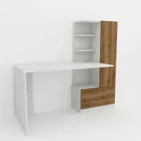 Escritorio con Armario Lamas color Blanco/Marrón 2 puertas TU MESITA