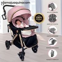 Coche Cuna de Lujo «MILOS GOLDEN» Rosa