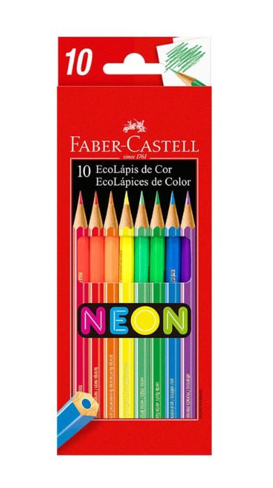 COLORES LARGOS FABER CASTELL HEXAGONAL NEON X 10 UND