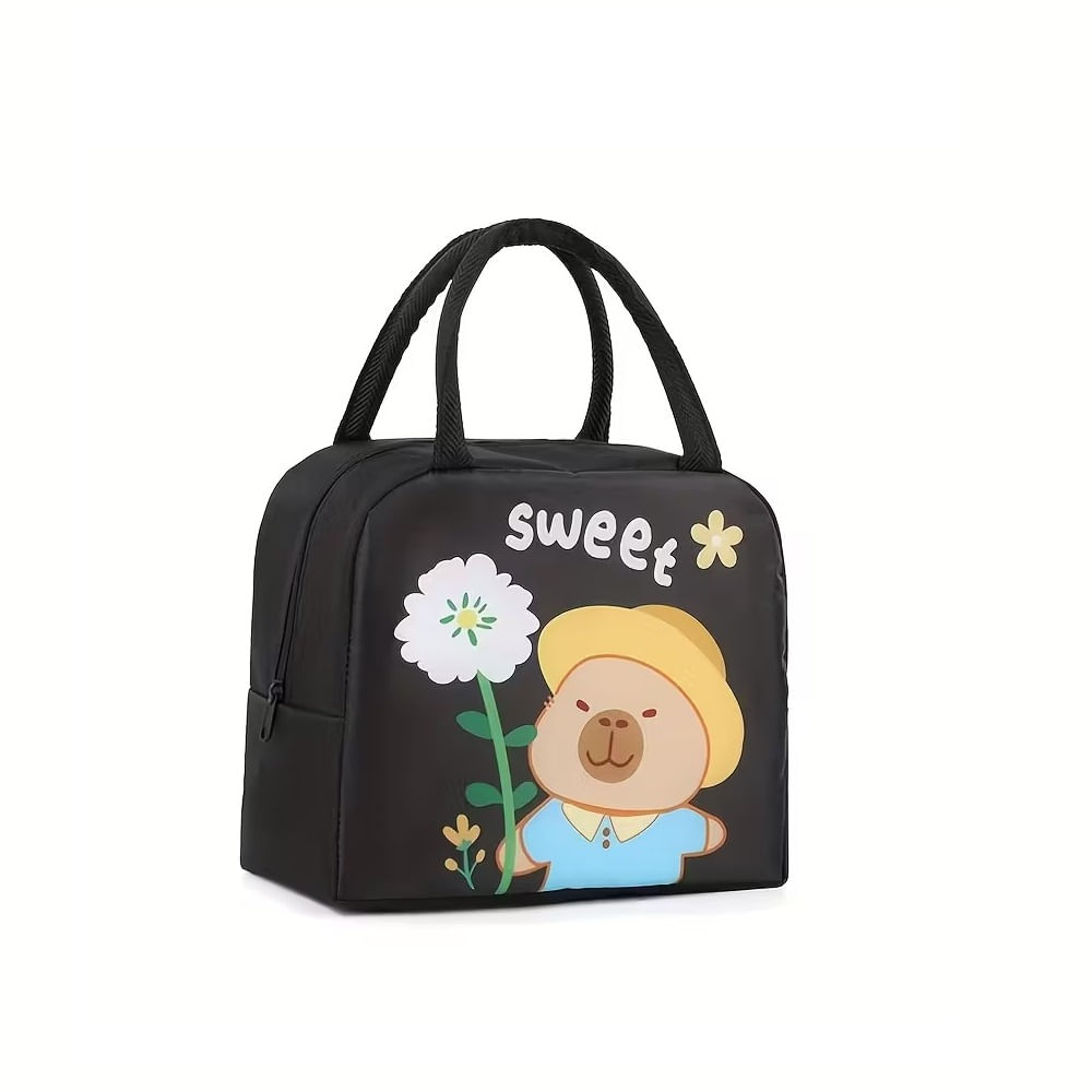 Lonchera termica portátil bolso de almuerzo estampado - Negro