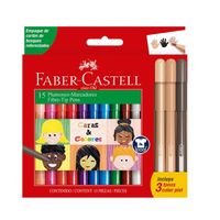 PLUMON DELGADO FABER CASTELL FIESTA 45 CARAS & COLORES X 15 UND