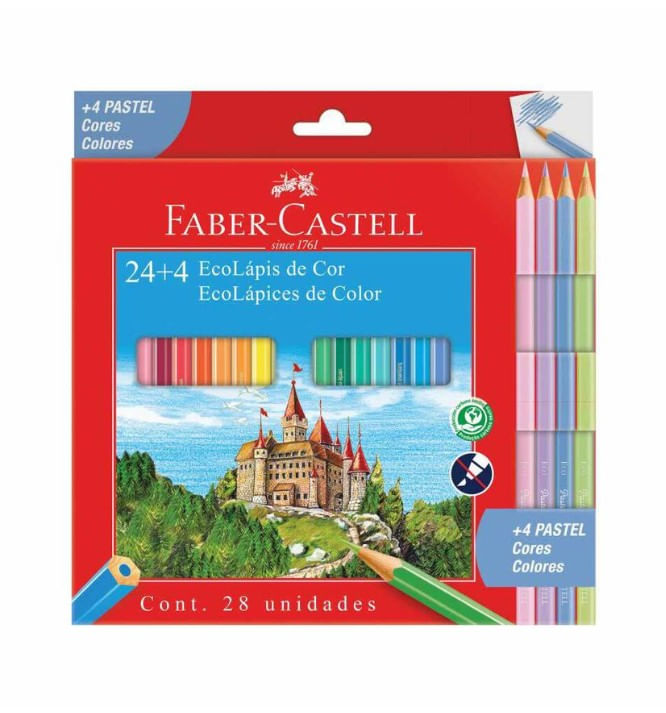 COLORES LARGOS FABER CASTELL HEXAGONAL+ 4 PASTEL X 24 UND