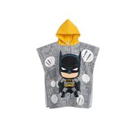 Toalla Poncho Infantil Con Capucha Gris Secado Rápido Diseño Héroe
