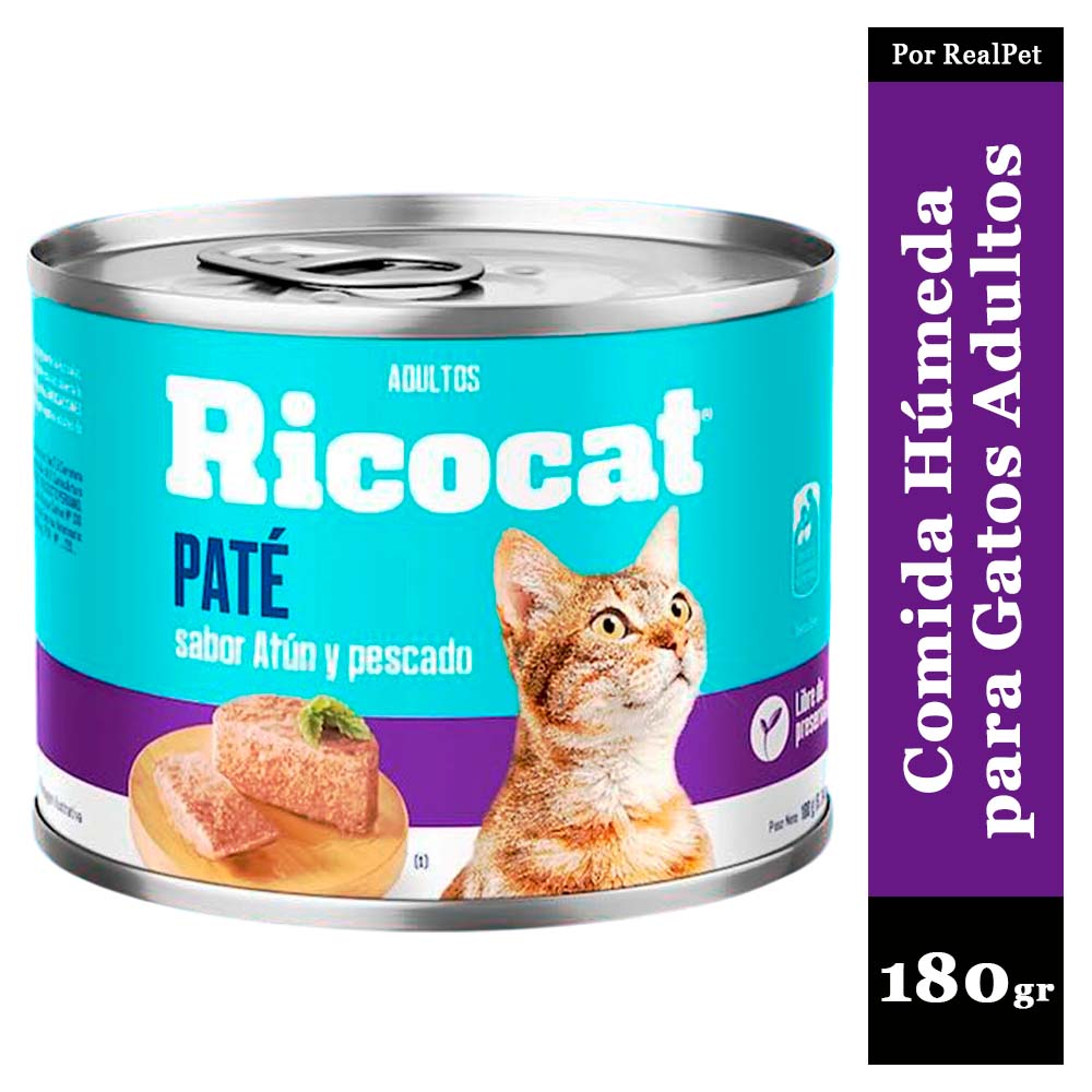 Paté para Gato Adulto Ricocat Atún y Pescado 180gr