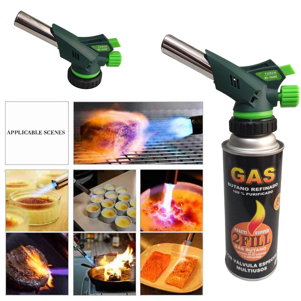Kit mini Soplete flameador profesional cocina adaptable y gas butano