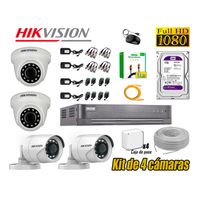 Kit 4 Cámaras de Seguridad Hikvision Full Hd 1080P HDMI 3M Disco 1TB WD