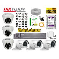 Kit 6 Cámaras de Seguridad Hikvision Full Hd 1080P HDMI 3M Disco 1TB WD