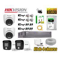 Cámara Seguridad Kit 4 Hikvision Full HD Audio Incorporado Disco 1TB HDMI 3M