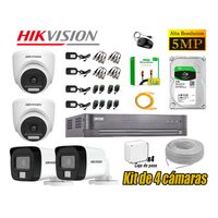 Cámara Seguridad Kit 4 Hikvision 5MP 3K Audio Incorporado Disco 1TB HDMI 3M