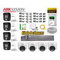Cámara Seguridad Kit 8 Hikvision 5MP 3K Audio Incorporado Disco 1TB HDMI 3M