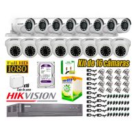 Kit 16 Cámaras de Seguridad Hikvision Full Hd 1080P HDMI 3M Disco 2TB WD