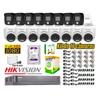 Cámara Seguridad Kit 16 Hikvision Full HD Audio Incorporado HDMI 3M Disco 1TB WD