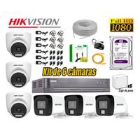 Cámara Seguridad Kit 6 Hikvision Full HD Audio Incorporado HDMI 3M Disco 1TB WD