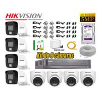 Cámara Seguridad Kit 8 Hikvision 5MP 3K Audio Incorporado HDMI 3M Disco 1TB WD