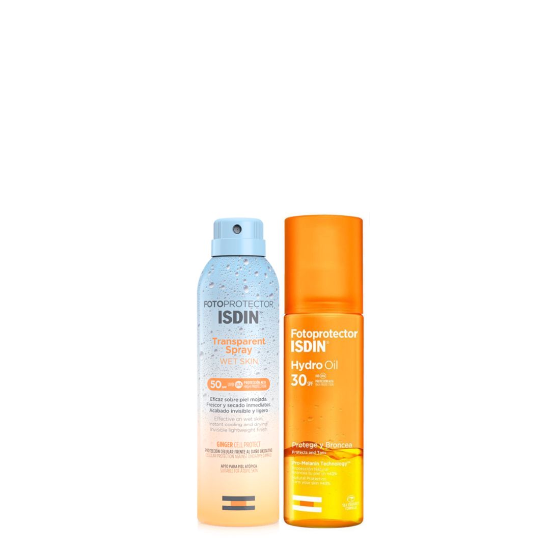 Duo ISDIN TRANSPARENT SPRAY WET SKYN 250 ml + HYDRO OIL SPF 30 200 ml