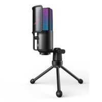Fifine - Micrófono K669 Pro 3 USB RGB Cardioide con Soporte - Negro