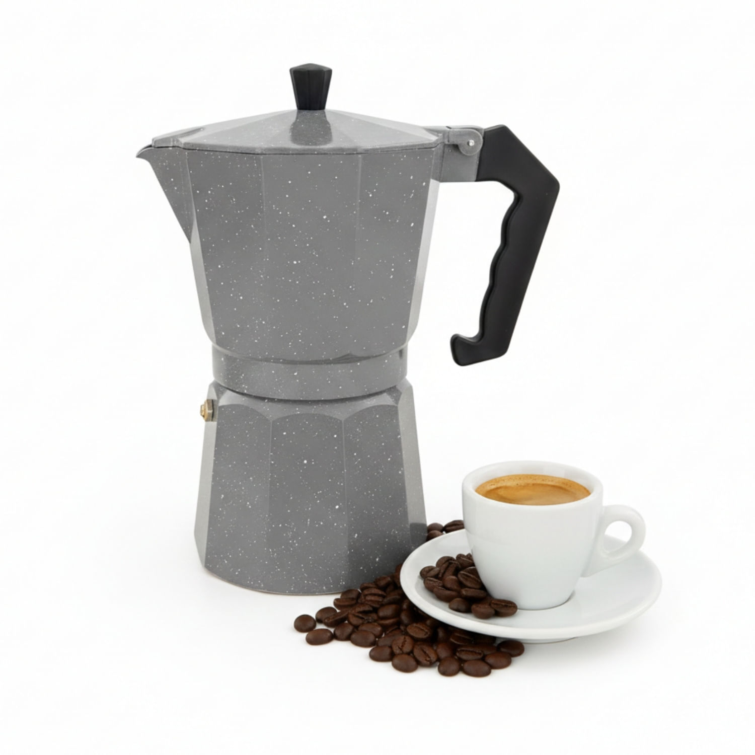 Cafetera Italiana Moka de 9 tazas Color Plomo de 450 ml