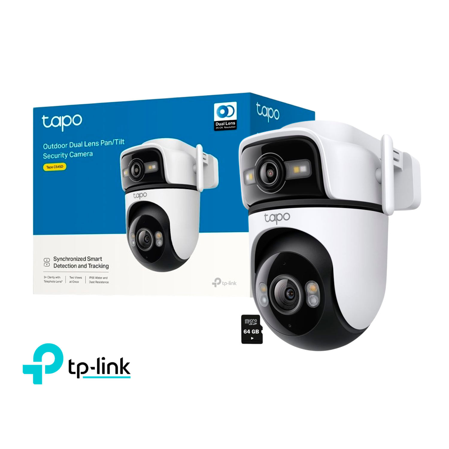 Cámara Seguridad Tapo C545D 2K 3MP Doble lente Detección IA Vehículos Audio Bidireccional 64GB